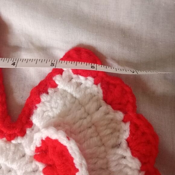 Handmade Crochet Lot of 2 Chickens White and Red Kitchen 6"×8.5" Dollies - Picture 4 of 6